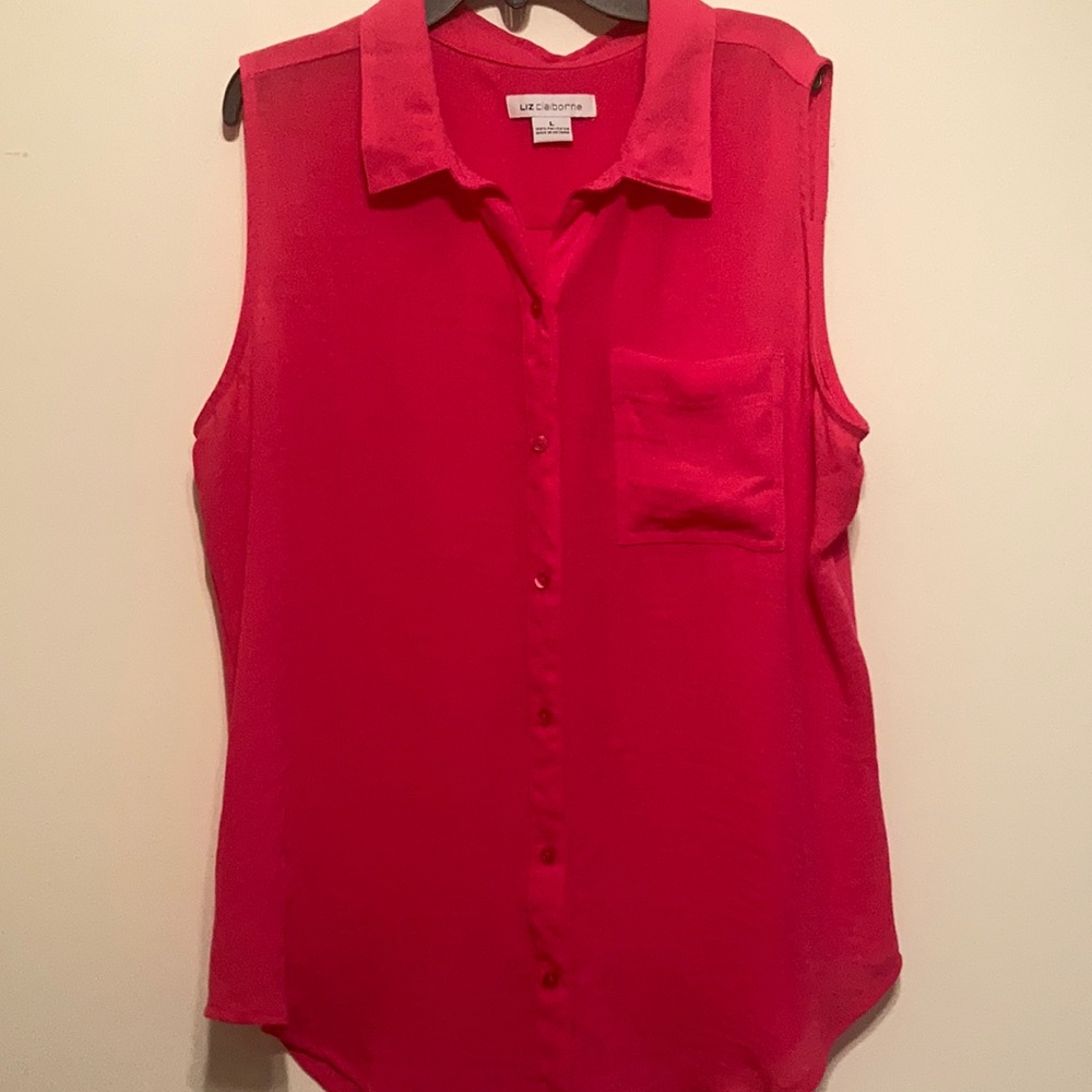 Liz Claiborne Pink Sleeveless Button Down Blouse